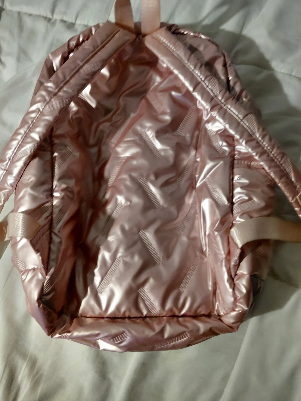 Girls School Backpack Puffer Shiny Pink NWOT